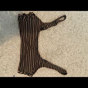 Size medium black with gold stripes bikini top